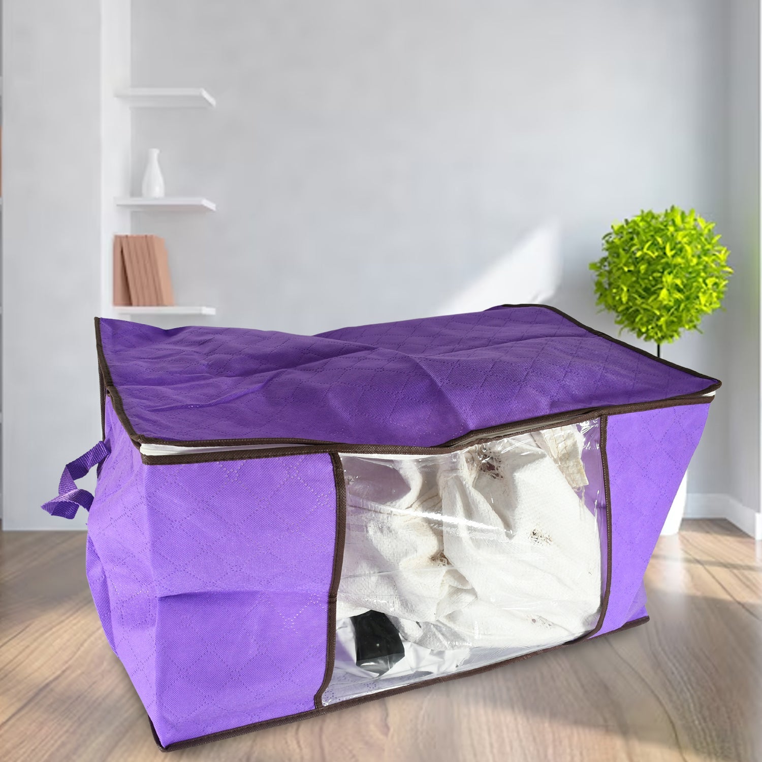Clothing storage bag with zipper, non-woven storage bag for storing the clothes and sarees. Clothing storage bag with zipper, non-woven storage bag for storing the clothes and sarees.